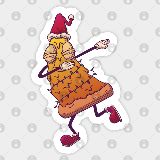 Dabbing Pizza Christmas Tree Lights Xmas Funny Boys Men Gift Sticker by Kali Space